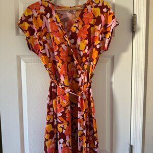 Nine West Artful Abstract Dolman Sleeve Wrap Dress - Medium